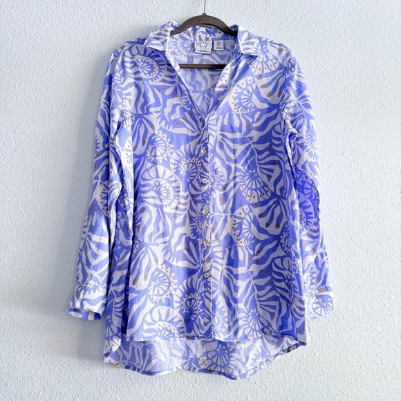 Nicole Miller New York 100% Linen Button Down Blouse Size M - Picture 1 of 6
